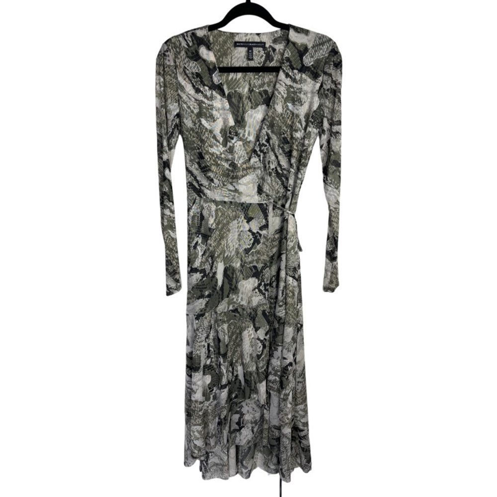 ✅ White House Black Market Tiered Mesh Wrap Dress gray/green color size 00